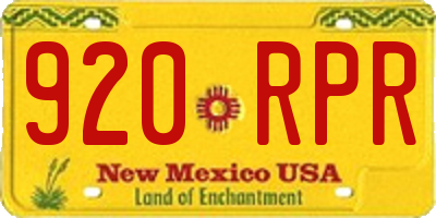 NM license plate 920RPR