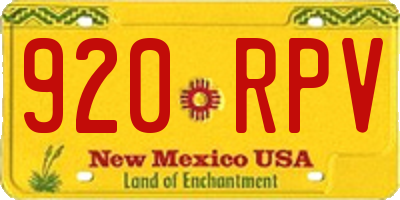 NM license plate 920RPV