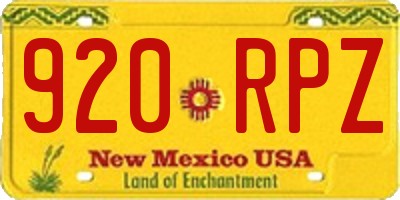 NM license plate 920RPZ