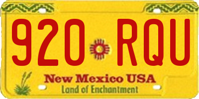NM license plate 920RQU