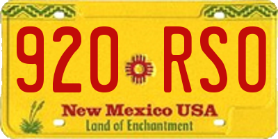 NM license plate 920RSO