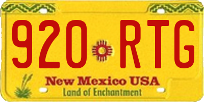 NM license plate 920RTG