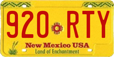 NM license plate 920RTY