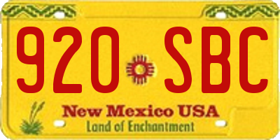 NM license plate 920SBC