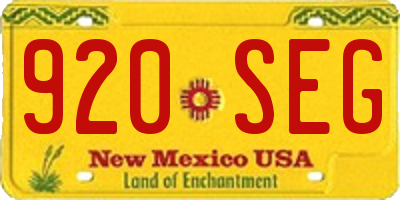 NM license plate 920SEG