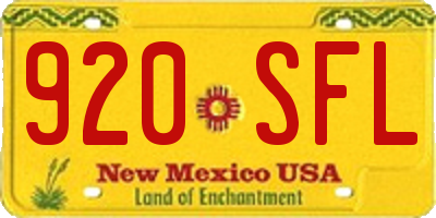 NM license plate 920SFL