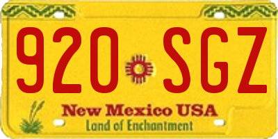 NM license plate 920SGZ