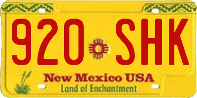 NM license plate 920SHK