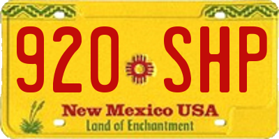 NM license plate 920SHP