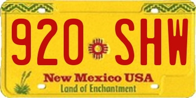NM license plate 920SHW
