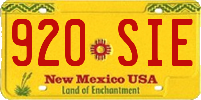 NM license plate 920SIE