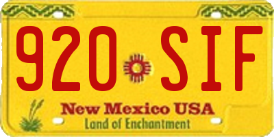 NM license plate 920SIF