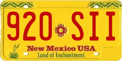 NM license plate 920SII