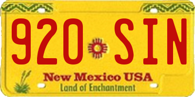 NM license plate 920SIN