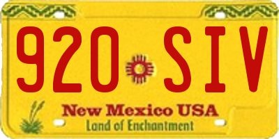 NM license plate 920SIV