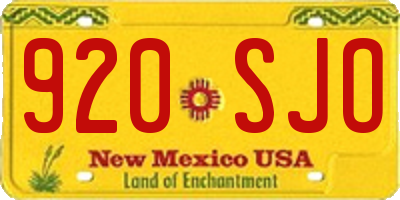 NM license plate 920SJO