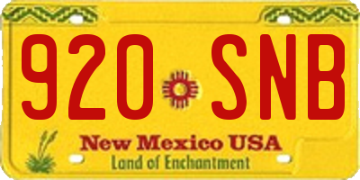 NM license plate 920SNB