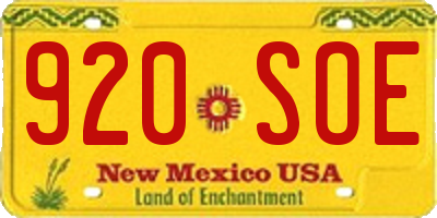 NM license plate 920SOE