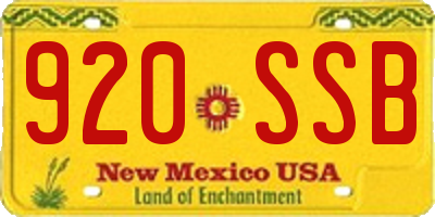 NM license plate 920SSB