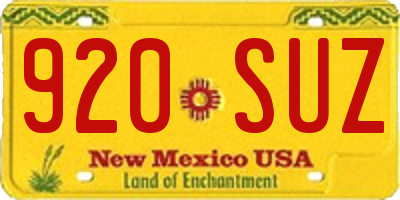 NM license plate 920SUZ