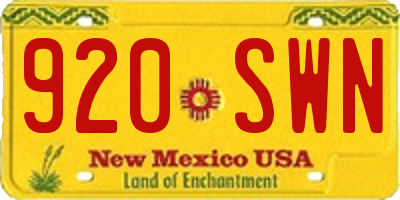NM license plate 920SWN