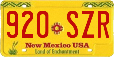 NM license plate 920SZR