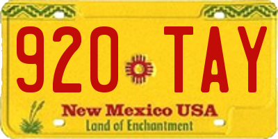 NM license plate 920TAY