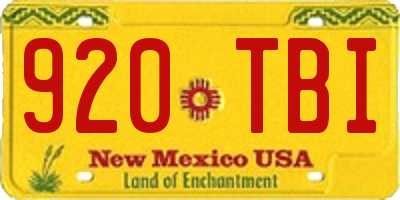NM license plate 920TBI