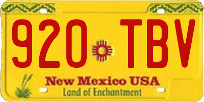 NM license plate 920TBV