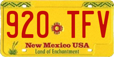 NM license plate 920TFV