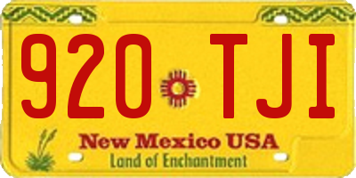 NM license plate 920TJI