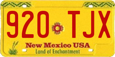 NM license plate 920TJX