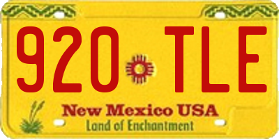 NM license plate 920TLE