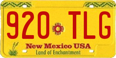 NM license plate 920TLG