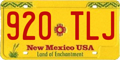 NM license plate 920TLJ