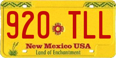 NM license plate 920TLL