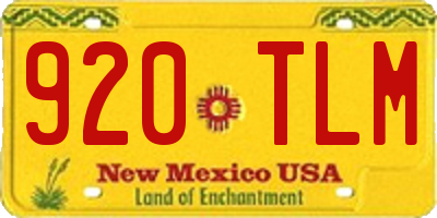 NM license plate 920TLM