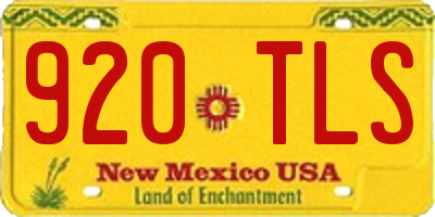 NM license plate 920TLS