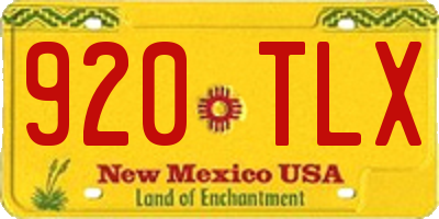 NM license plate 920TLX
