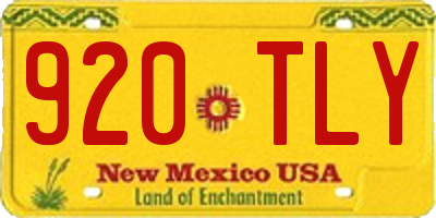 NM license plate 920TLY