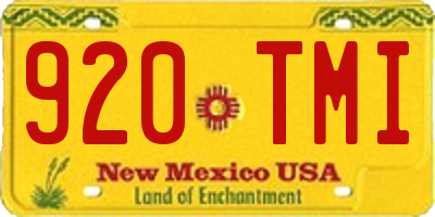 NM license plate 920TMI