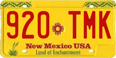 NM license plate 920TMK