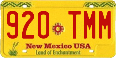 NM license plate 920TMM