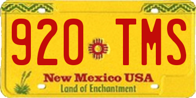 NM license plate 920TMS