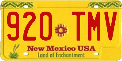 NM license plate 920TMV