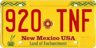 NM license plate 920TNF