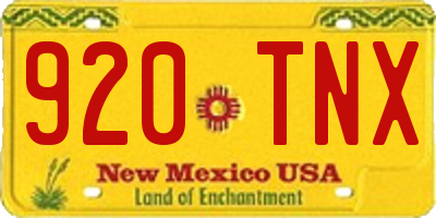 NM license plate 920TNX