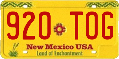 NM license plate 920TOG