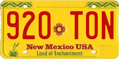 NM license plate 920TON