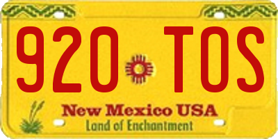 NM license plate 920TOS